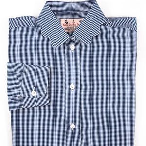 EUC XS KJP Blue Gingham Scalloped Oxford